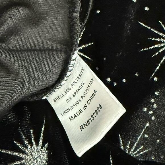 Superdown Black Silver Atomic Star Velvet Metallic Strapless Dress Sz M NEW Tags - Picture 8 of 10
